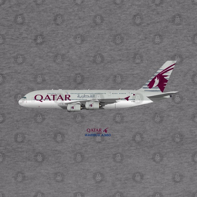 Illustration of Qatar Airways Airbus A380 by SteveHClark